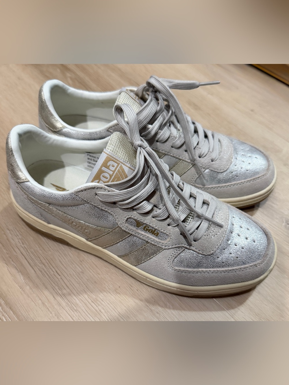 Gola Metallic Taupe Lace-Up Sneakers Size 6.5